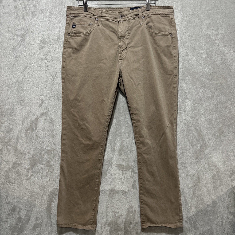 AG Adriano Goldschmied The Everett Slim Straight Pants Mens Size 36 Beige